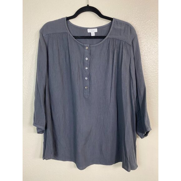 J. Jill Pure Gray 3/4 Sleeve Tunic Top Women size XL Lagenlook Mother of pearls - Picture 13 of 14